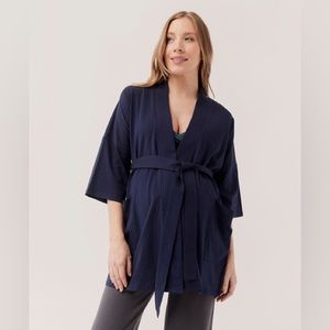 EUC Pact organic cotton maternity short robe in maritime navy